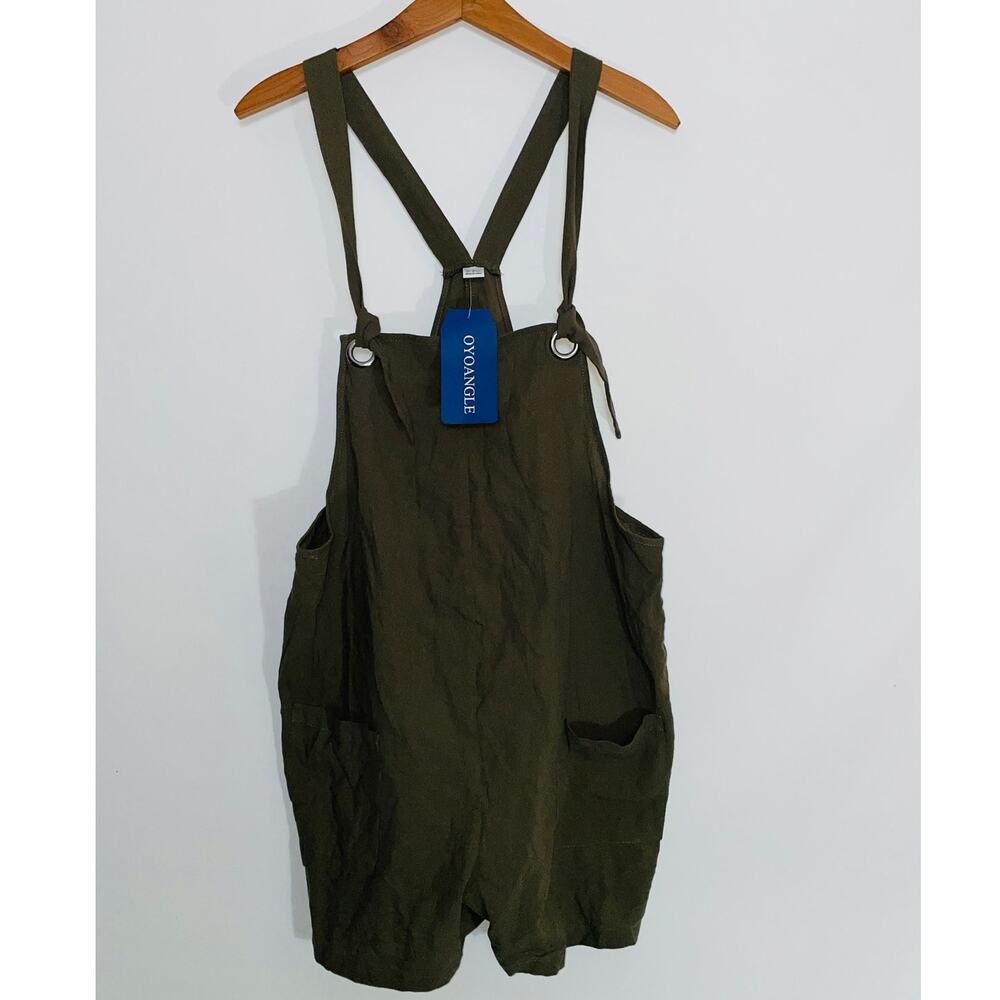 NWT Oyoangle 100% Cotton Romper - Women's‎ Size M - Pockets & Adjustable Straps